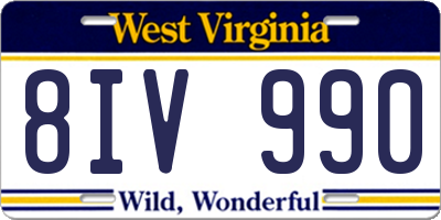 WV license plate 8IV990