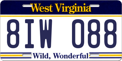 WV license plate 8IW088