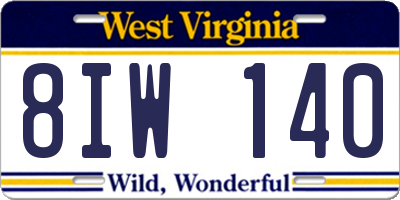 WV license plate 8IW140