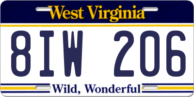 WV license plate 8IW206