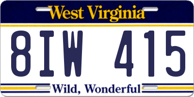 WV license plate 8IW415