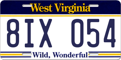 WV license plate 8IX054