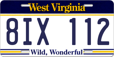 WV license plate 8IX112