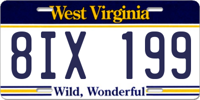 WV license plate 8IX199