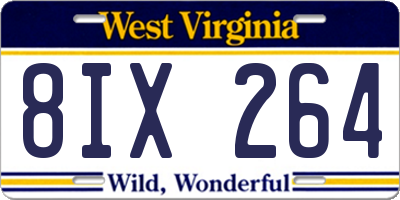 WV license plate 8IX264