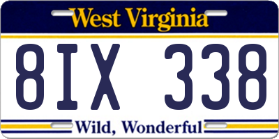 WV license plate 8IX338