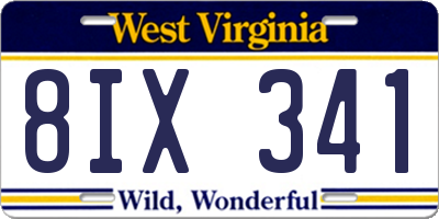 WV license plate 8IX341