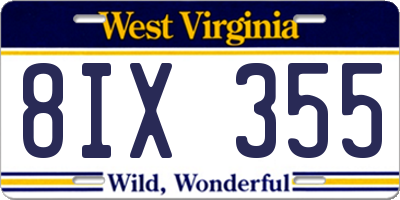 WV license plate 8IX355