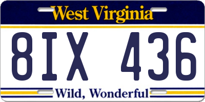 WV license plate 8IX436