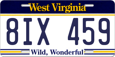 WV license plate 8IX459