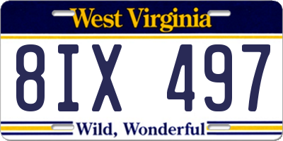 WV license plate 8IX497