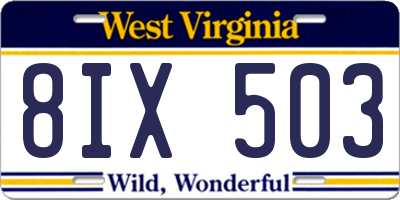 WV license plate 8IX503