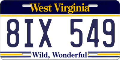 WV license plate 8IX549