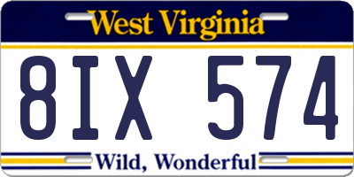 WV license plate 8IX574