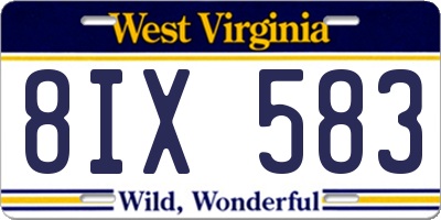 WV license plate 8IX583
