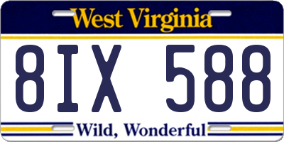 WV license plate 8IX588