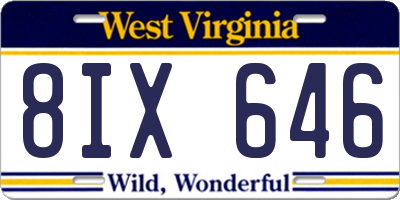 WV license plate 8IX646