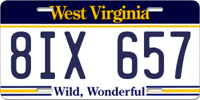 WV license plate 8IX657