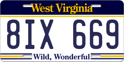 WV license plate 8IX669