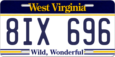 WV license plate 8IX696