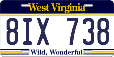 WV license plate 8IX738