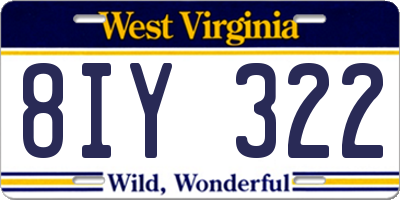 WV license plate 8IY322