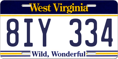 WV license plate 8IY334