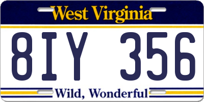 WV license plate 8IY356