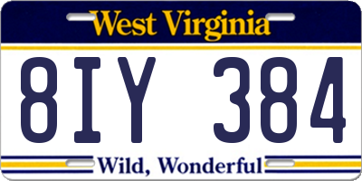 WV license plate 8IY384