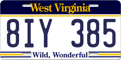 WV license plate 8IY385