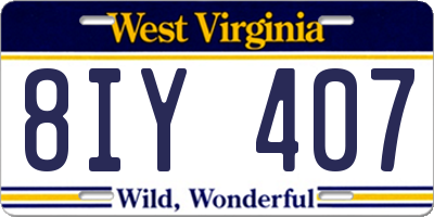 WV license plate 8IY407