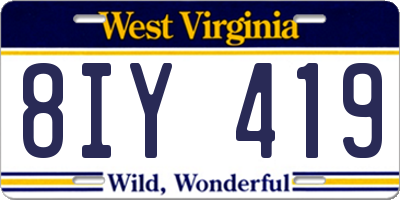 WV license plate 8IY419