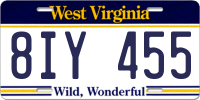 WV license plate 8IY455