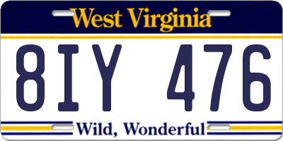 WV license plate 8IY476