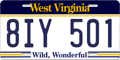 WV license plate 8IY501