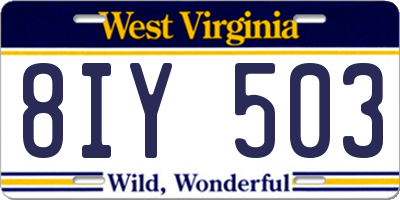 WV license plate 8IY503