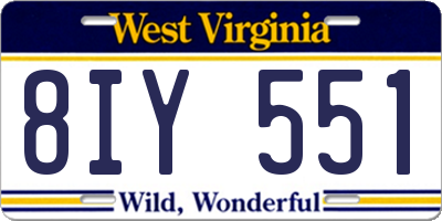 WV license plate 8IY551