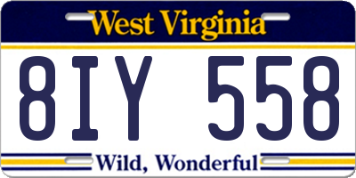 WV license plate 8IY558