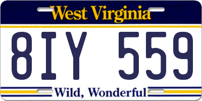 WV license plate 8IY559
