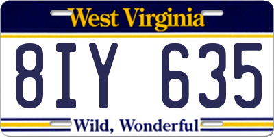 WV license plate 8IY635