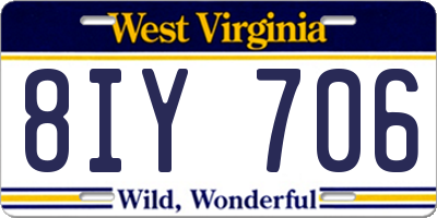 WV license plate 8IY706