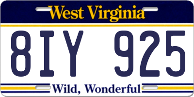 WV license plate 8IY925