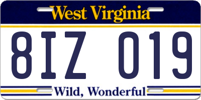 WV license plate 8IZ019