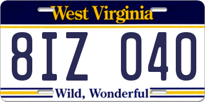 WV license plate 8IZ040