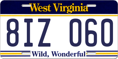 WV license plate 8IZ060