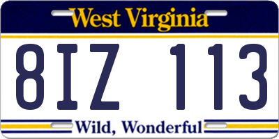 WV license plate 8IZ113