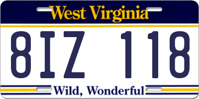 WV license plate 8IZ118