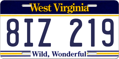 WV license plate 8IZ219