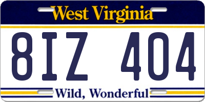 WV license plate 8IZ404