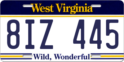 WV license plate 8IZ445